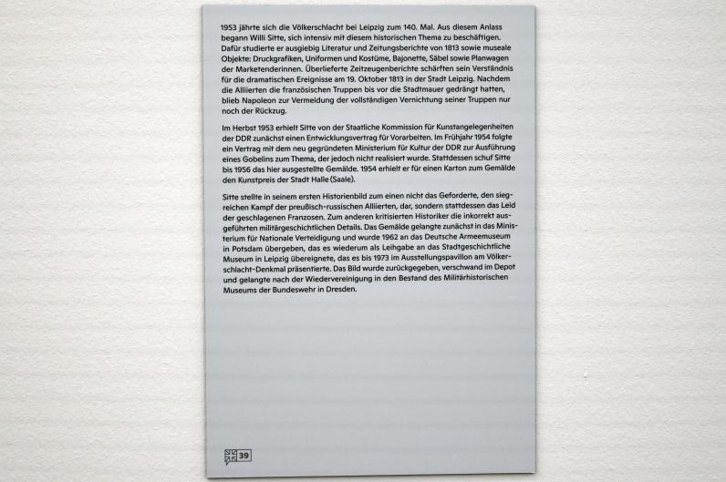 Willi Sitte (1938–2002), Der Untergang der Napoleonischen Armee in der Völkerschlacht bei Leipzig 1813, Halle (Saale), Kunstmuseum Moritzburg, Ausstellung "Sittes Welt" vom 03.10.2021 - 06.02.2022, Saal 17, 1956, Bild 3/3