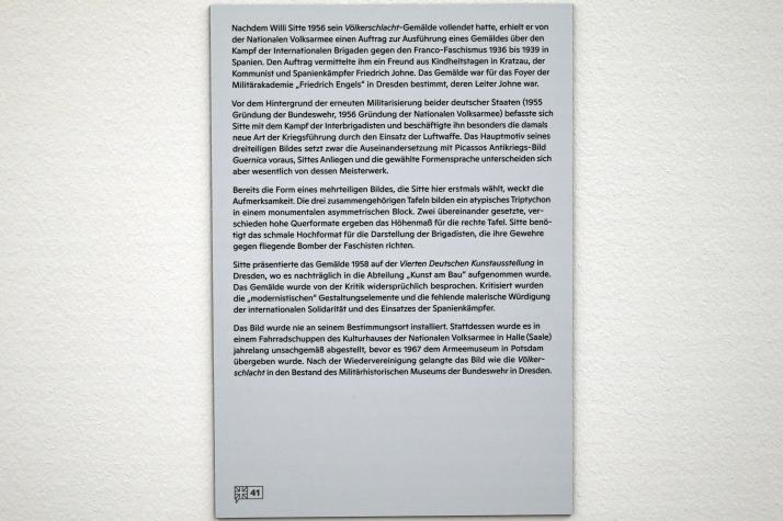 Willi Sitte (1938–2002), Der Kampf der Thälmann-Brigade in Spanien, Halle (Saale), Kunstmuseum Moritzburg, Ausstellung "Sittes Welt" vom 03.10.2021 - 06.02.2022, Saal 17, 1958, Bild 3/3