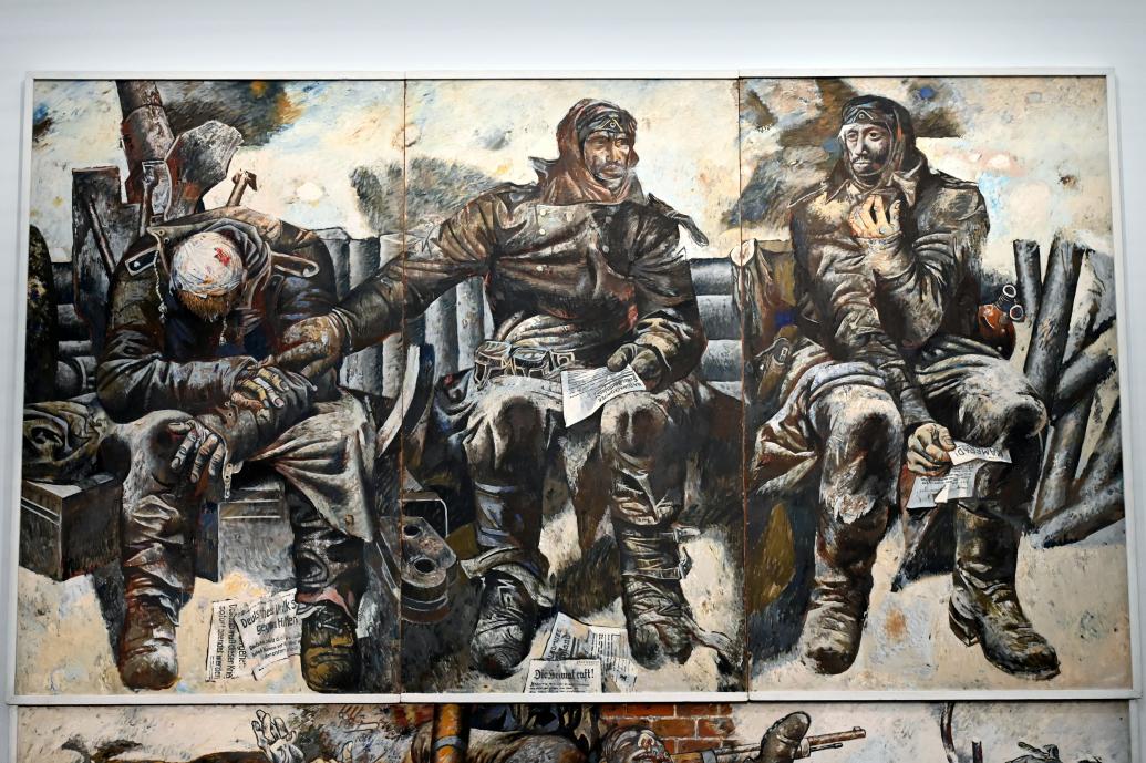 Willi Sitte (1938–2002), Die Überlebenden, Halle (Saale), Kunstmuseum Moritzburg, Ausstellung "Sittes Welt" vom 03.10.2021 - 06.02.2022, Saal 17, 1963, Bild 2/5