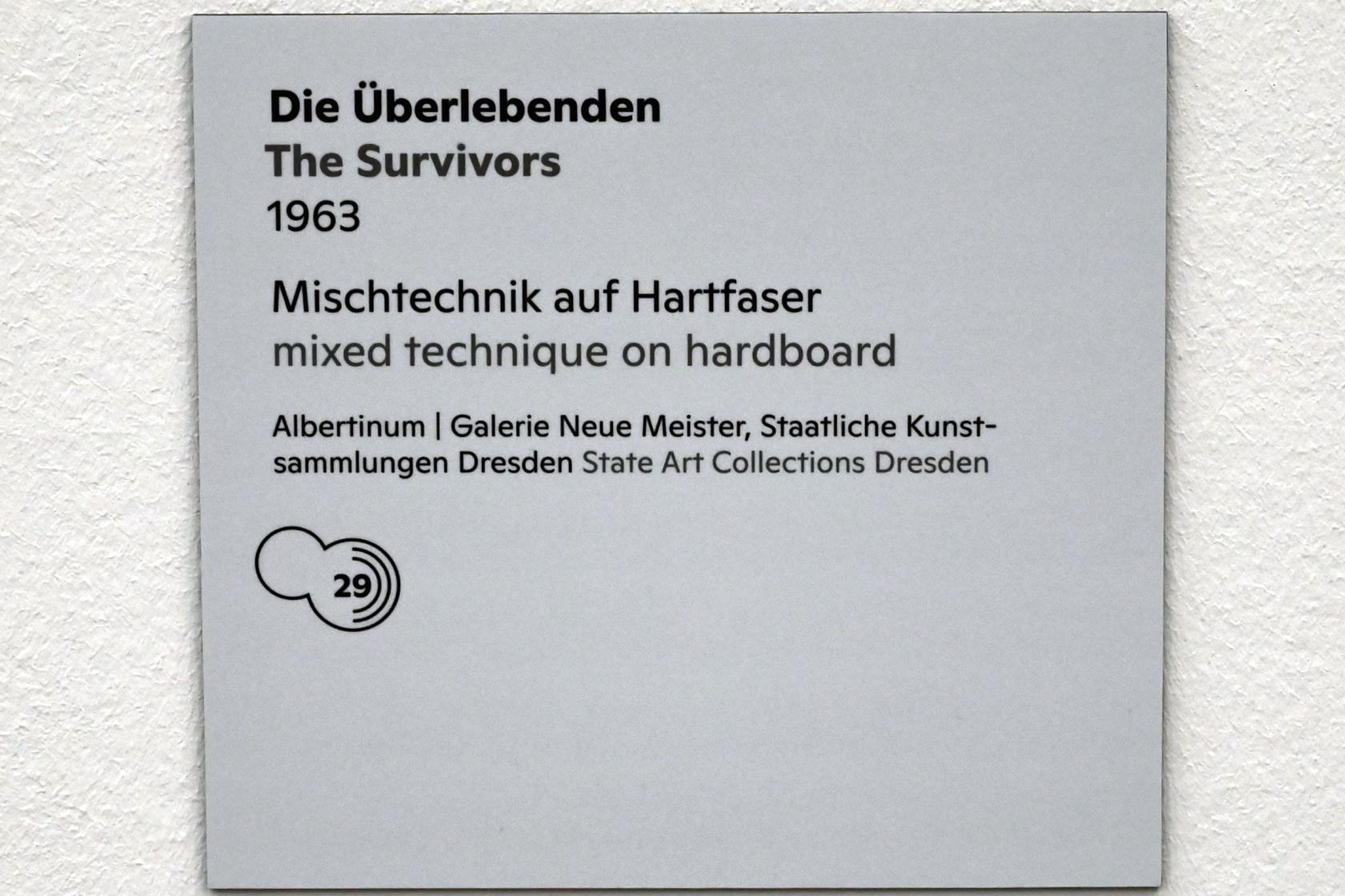 Willi Sitte (1938–2002), Die Überlebenden, Halle (Saale), Kunstmuseum Moritzburg, Ausstellung "Sittes Welt" vom 03.10.2021 - 06.02.2022, Saal 17, 1963, Bild 4/5
