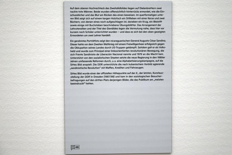 Willi Sitte (1938–2002), Sie wollten nur Lesen und Schreiben lehren (Nicaragua), Halle (Saale), Kunstmuseum Moritzburg, Ausstellung "Sittes Welt" vom 03.10.2021 - 06.02.2022, Saal 17, 1985–1986, Bild 5/5