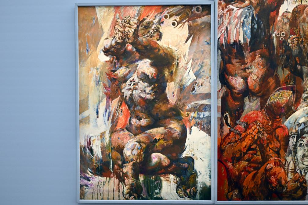 Willi Sitte (1938–2002), Höllensturz in Vietnam, Halle (Saale), Kunstmuseum Moritzburg, Ausstellung "Sittes Welt" vom 03.10.2021 - 06.02.2022, Saal 17, 1966–1967, Bild 2/6