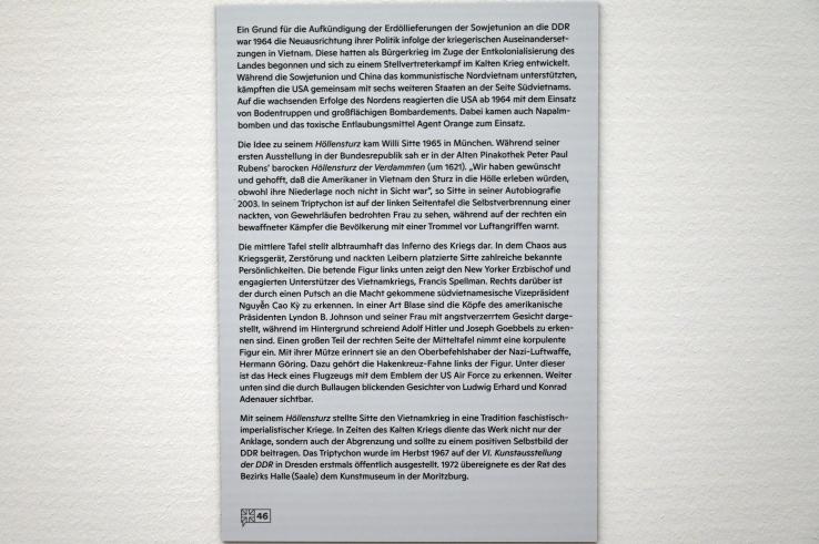 Willi Sitte (1938–2002), Höllensturz in Vietnam, Halle (Saale), Kunstmuseum Moritzburg, Ausstellung "Sittes Welt" vom 03.10.2021 - 06.02.2022, Saal 17, 1966–1967, Bild 6/6