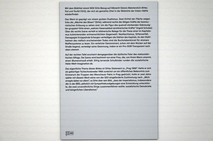 Willi Sitte (1938–2002), Mensch, Ritter, Tod und Teufel, Halle (Saale), Kunstmuseum Moritzburg, Ausstellung "Sittes Welt" vom 03.10.2021 - 06.02.2022, Saal 17, 1970–1971, Bild 3/3