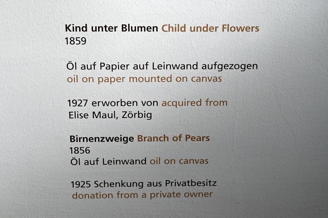 Carl Adolf Senff (1825–1859), Kind unter Blumen, Halle (Saale), Kunstmuseum Moritzburg, Alte Meister Saal 6, 1859, Bild 2/2
