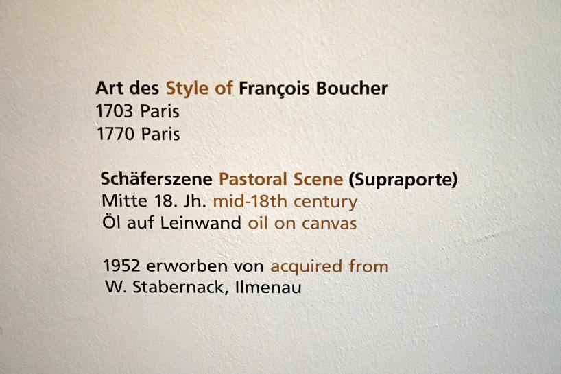 François Boucher (Nachahmer) (1750), Schäferszene, Halle (Saale), Kunstmuseum Moritzburg, Alte Meister Saal 5, Mitte 18. Jhd., Bild 2/2