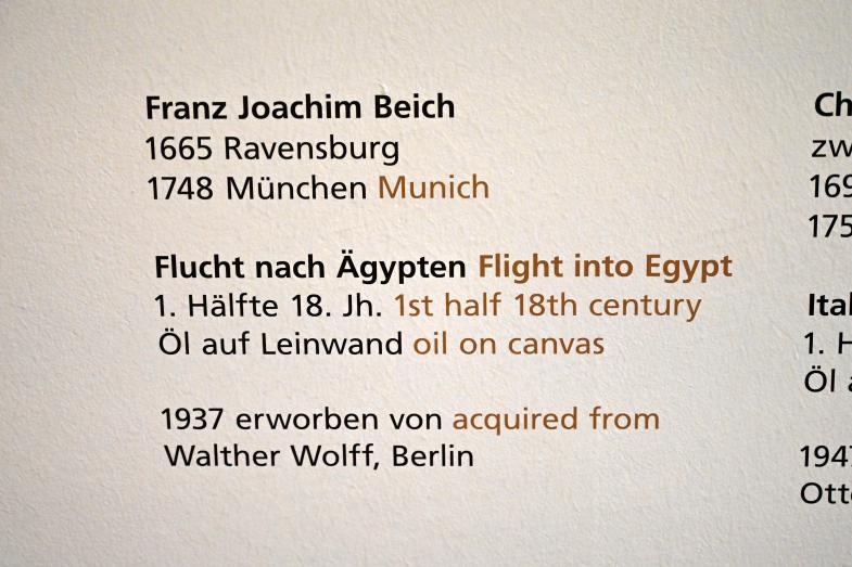 Franz Joachim Beich (1694–1748), Flucht nach Ägypten, Halle (Saale), Kunstmuseum Moritzburg, Alte Meister Saal 5, 1. Hälfte 18. Jhd., Bild 2/2