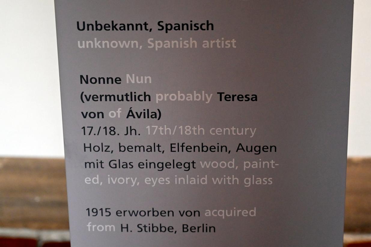 Nonne (vermutlich Teresa von Avila), Halle (Saale), Kunstmuseum Moritzburg, Alte Meister Saal 4, um 1600–1800, Bild 3/3