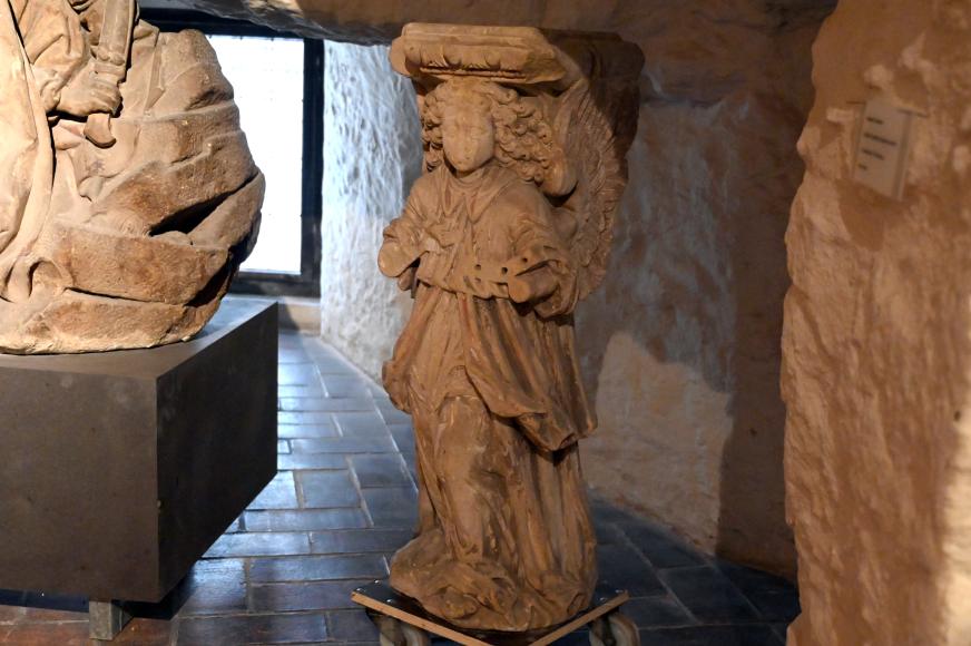 Engel (als Trägerfigur), Halle (Saale), Kunstmuseum Moritzburg, Mittelalter Saal 1, 16. Jhd., Bild 2/3