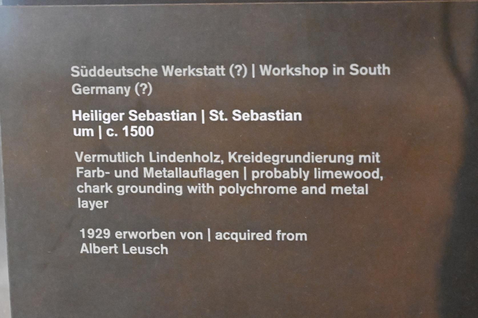 Heiliger Sebastian, Halle (Saale), Kunstmuseum Moritzburg, Mittelalter Saal 2, um 1500, Bild 2/2