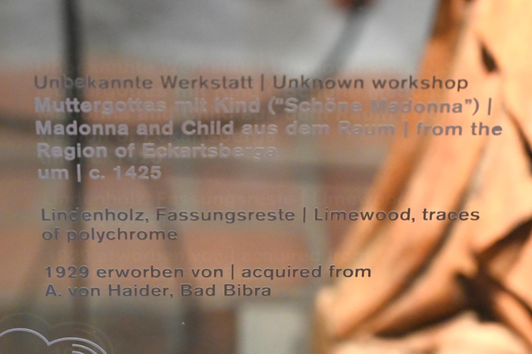 Muttergottes mit Kind ("Schöne Madonna"), Halle (Saale), Kunstmuseum Moritzburg, Mittelalter Saal 2, um 1425, Bild 2/2