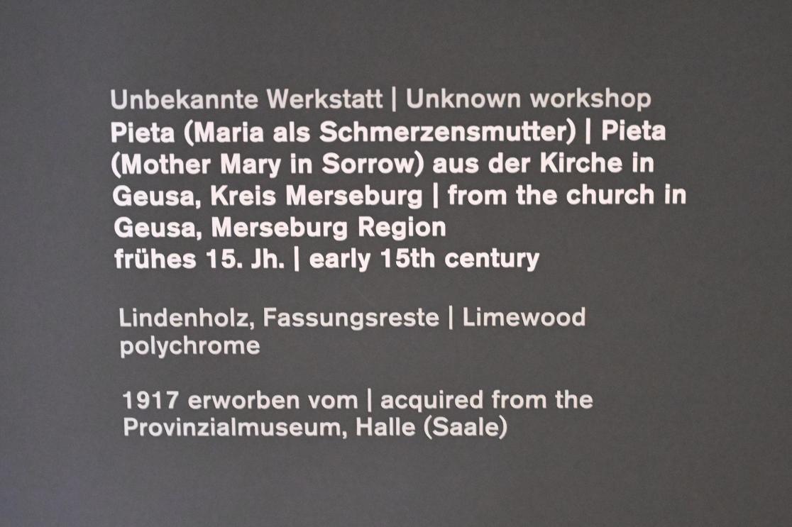 Pieta (Maria als Schmerzensmutter), Geusa, Kirche St. Georg, jetzt Halle (Saale), Kunstmuseum Moritzburg, Mittelalter Saal 2, Beginn 15. Jhd., Bild 3/3
