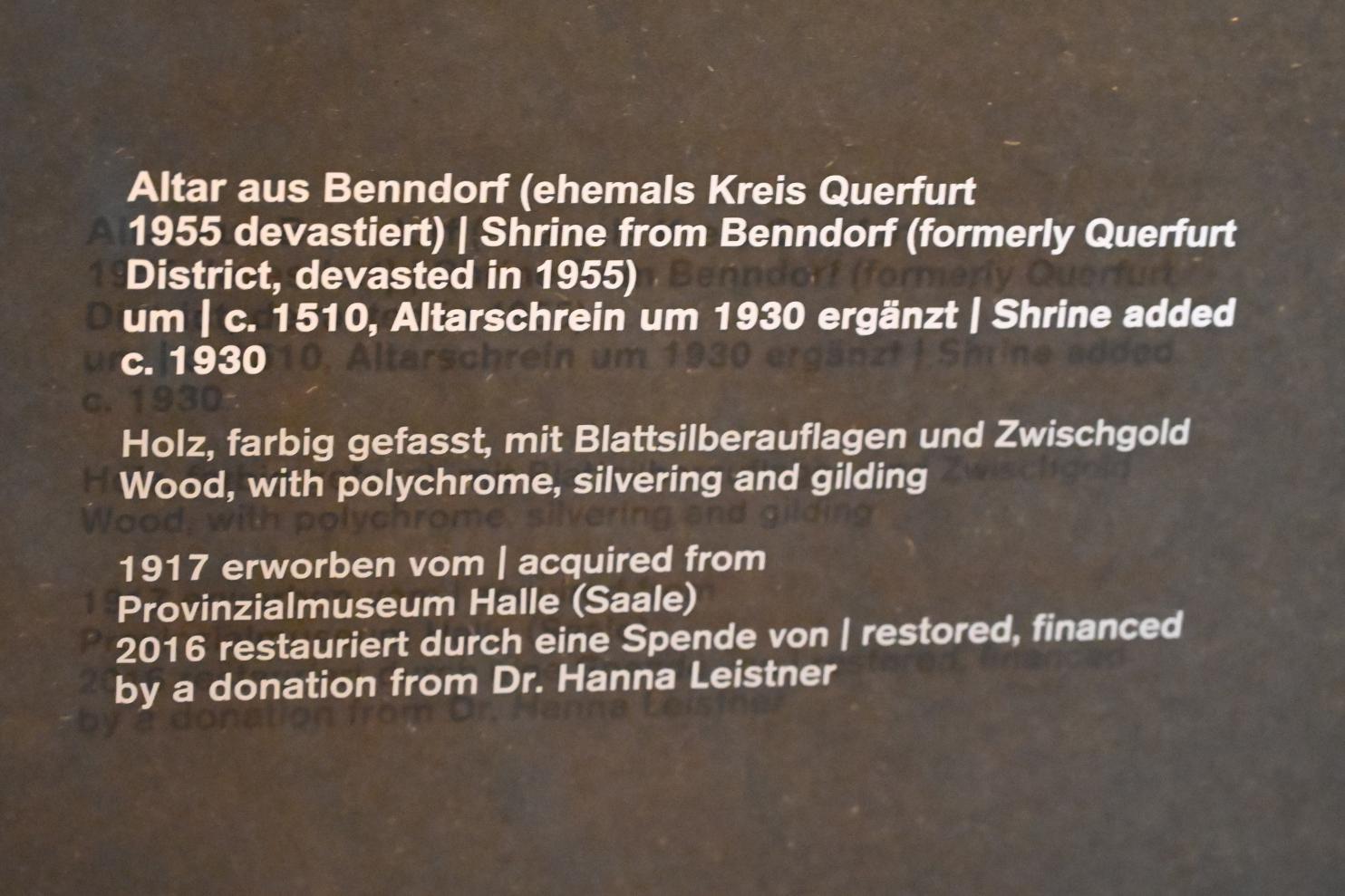 Altar, Benndorf (Braunsbedra), ehem. Kirche, jetzt Halle (Saale), Kunstmuseum Moritzburg, Mittelalter Saal 2, um 1510, Bild 2/5