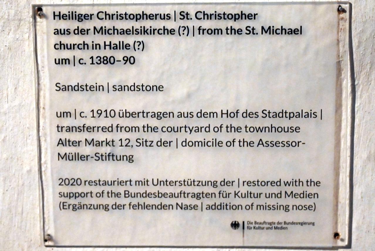 Heiliger Christophorus, Halle (Saale), Kunstmuseum Moritzburg, Mittelalter Saal 2, um 1380–1390, Bild 3/3
