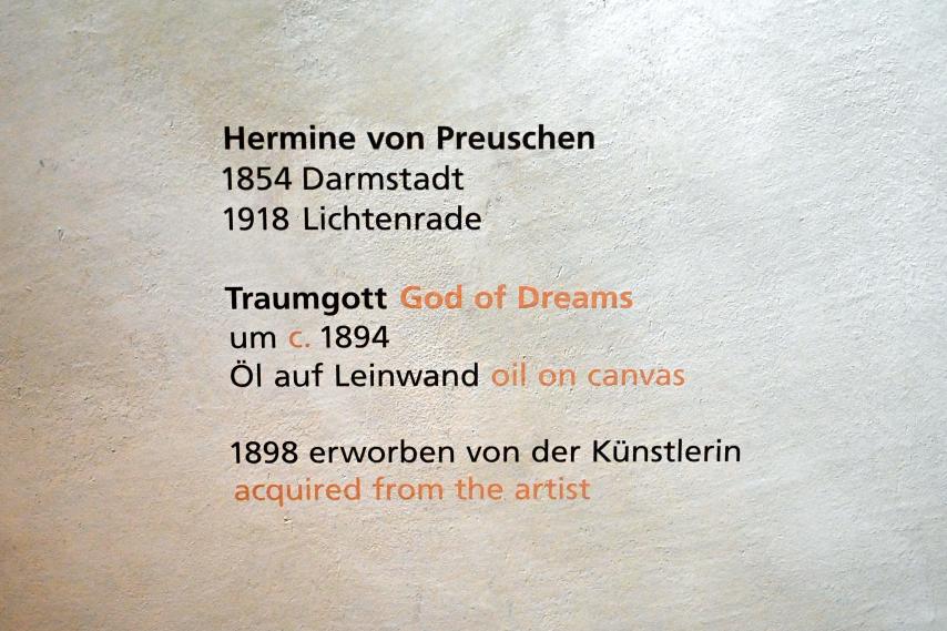 Hermione von Preuschen (1894), Traumgott, Halle (Saale), Kunstmuseum Moritzburg, Alte Meister Saal 3, um 1894, Bild 2/2
