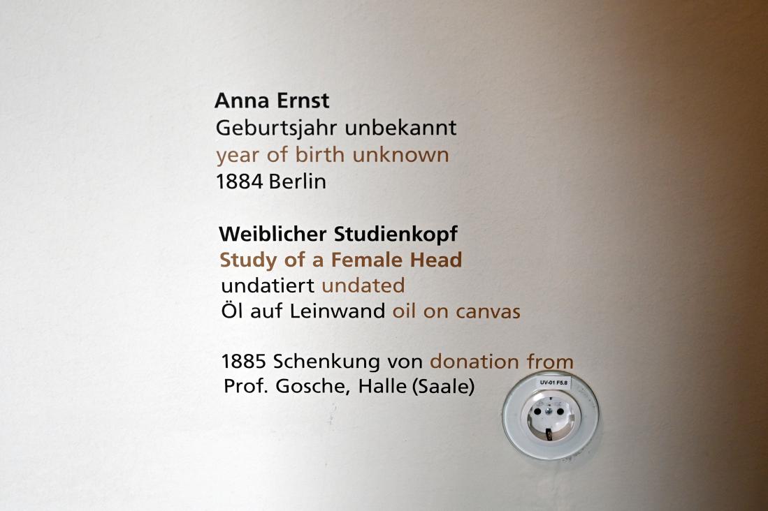 Anna Ernst (Undatiert), Weiblicher Studienkopf, Halle (Saale), Kunstmuseum Moritzburg, Alte Meister Saal 1, Undatiert, Bild 2/2