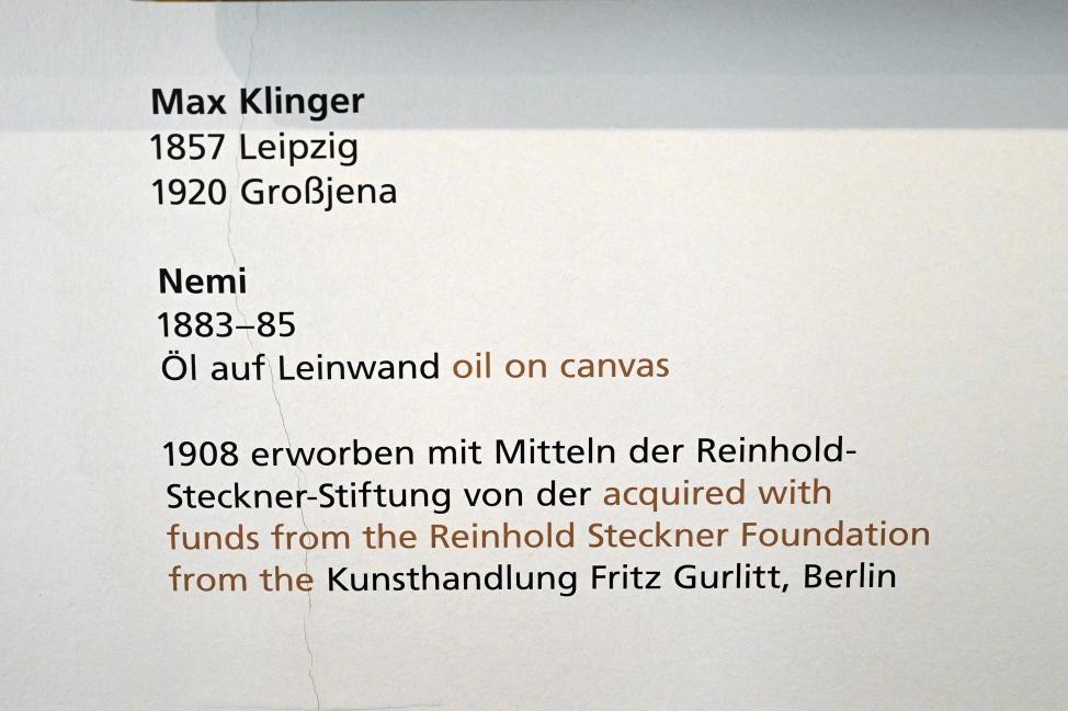 Max Klinger (1878–1915), Nemi, Halle (Saale), Kunstmuseum Moritzburg, Alte Meister Saal 1, 1883–1885, Bild 2/2