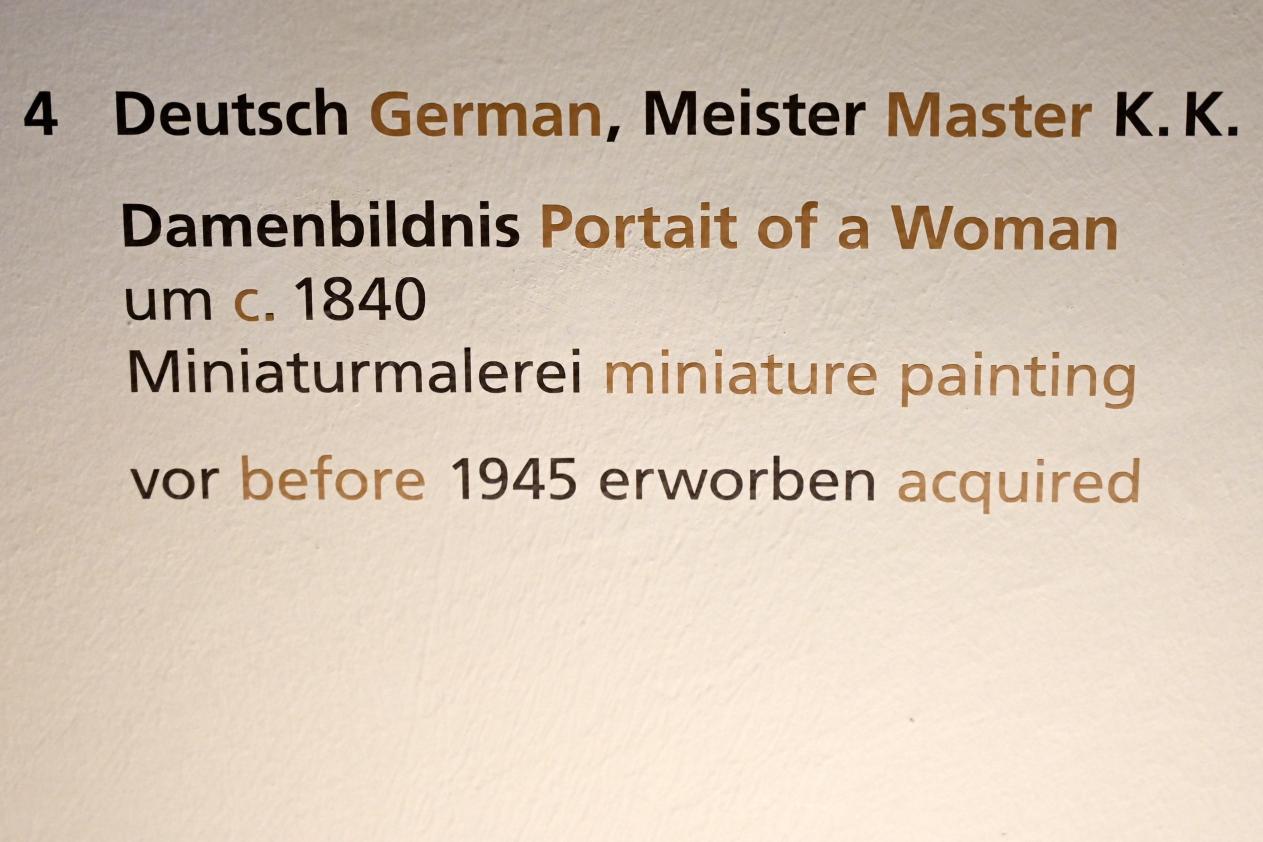 Damenbildnis, Halle (Saale), Kunstmuseum Moritzburg, Alte Meister Saal 7, um 1840, Bild 2/2