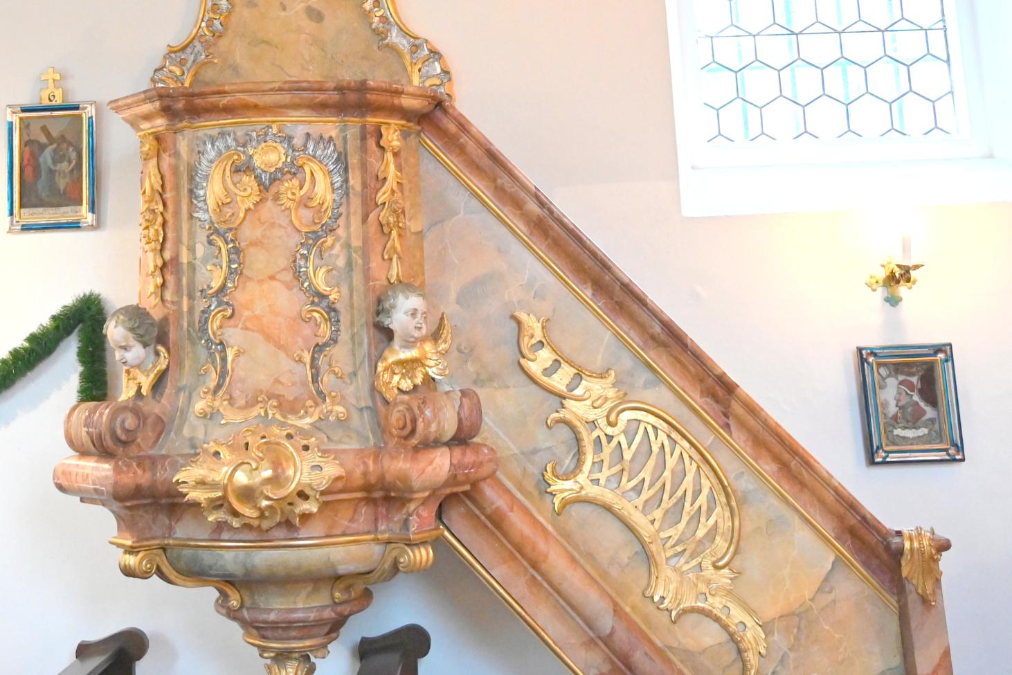 Joachim Anton Pfeffer (1763–1777), Kanzel, Bruckdorf (Sinzing), Pfarrkirche Heilig Kreuz, 1766, Bild 3/4