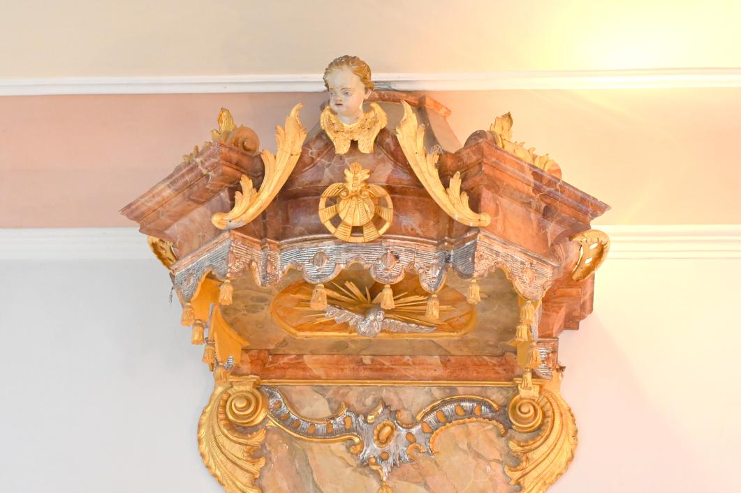 Joachim Anton Pfeffer (1763–1777), Kanzel, Bruckdorf (Sinzing), Pfarrkirche Heilig Kreuz, 1766, Bild 4/4