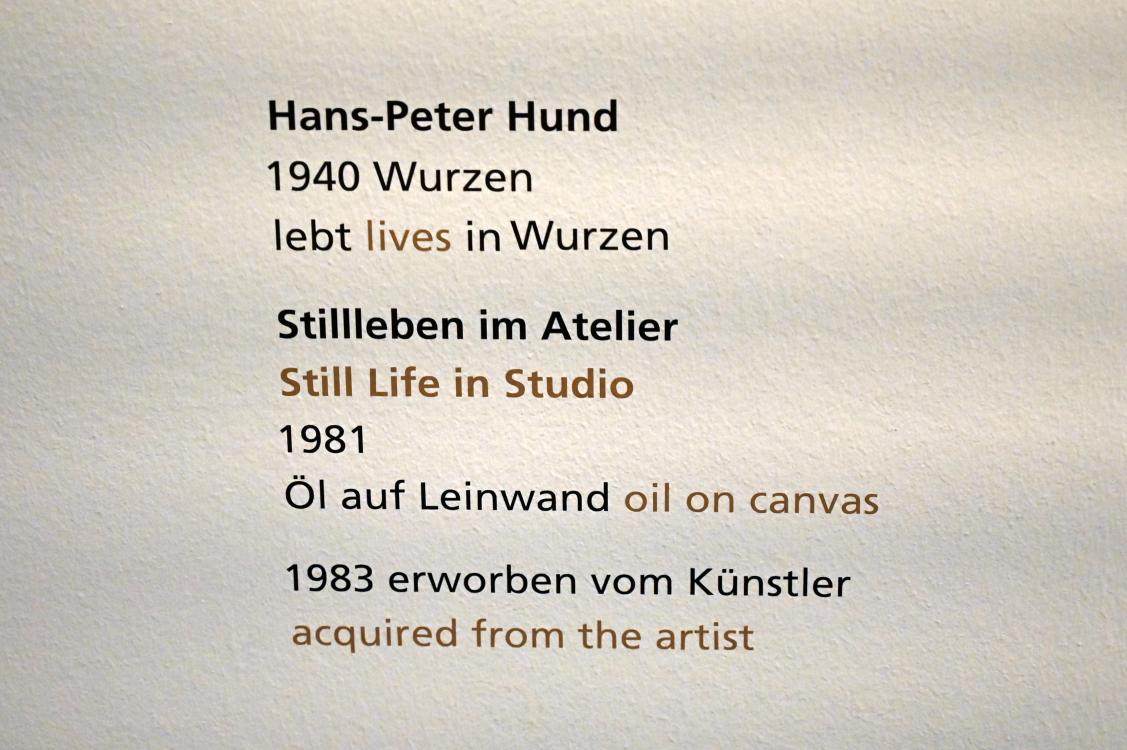 Hans-Peter Hund (1981), Stillleben im Atelier, Halle (Saale), Kunstmuseum Moritzburg, Wege der Moderne, 1981, Bild 2/2