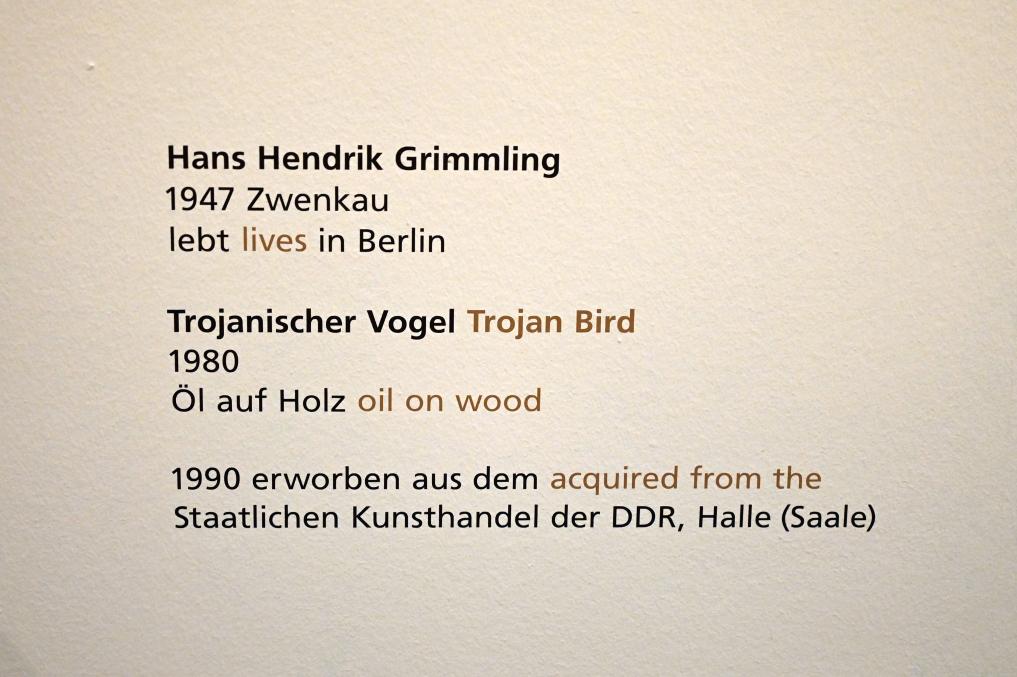Hans-Hendrik Grimmling (1980), Trojanischer Vogel, Halle (Saale), Kunstmuseum Moritzburg, Wege der Moderne, Grimmling, 1980, Bild 2/2