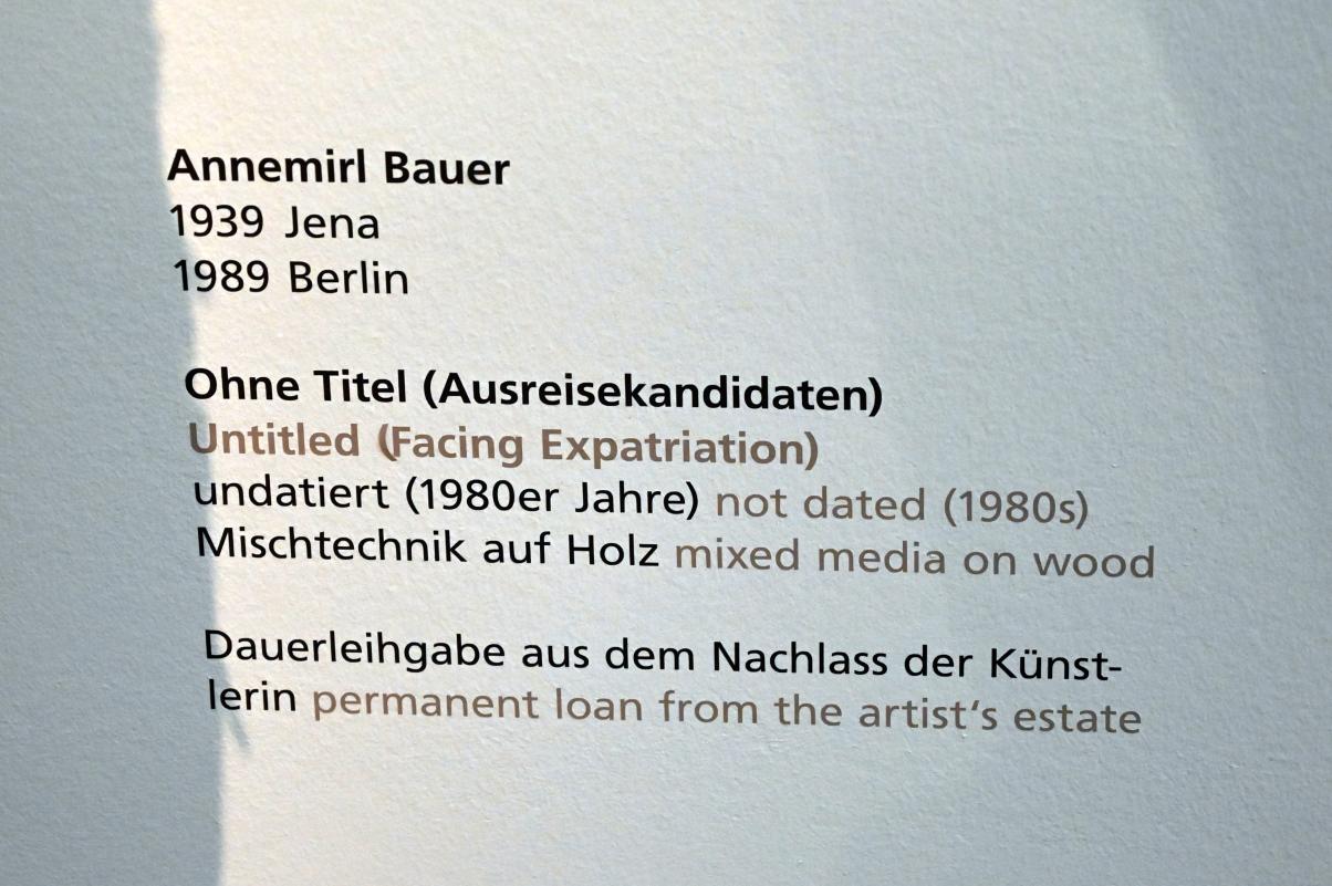 Annemirl Bauer (1989), Ohne Titel (Ausreisekandidaten), Halle (Saale), Kunstmuseum Moritzburg, Wege der Moderne, Schleef, Bauer, um 1980–1990, Bild 2/2