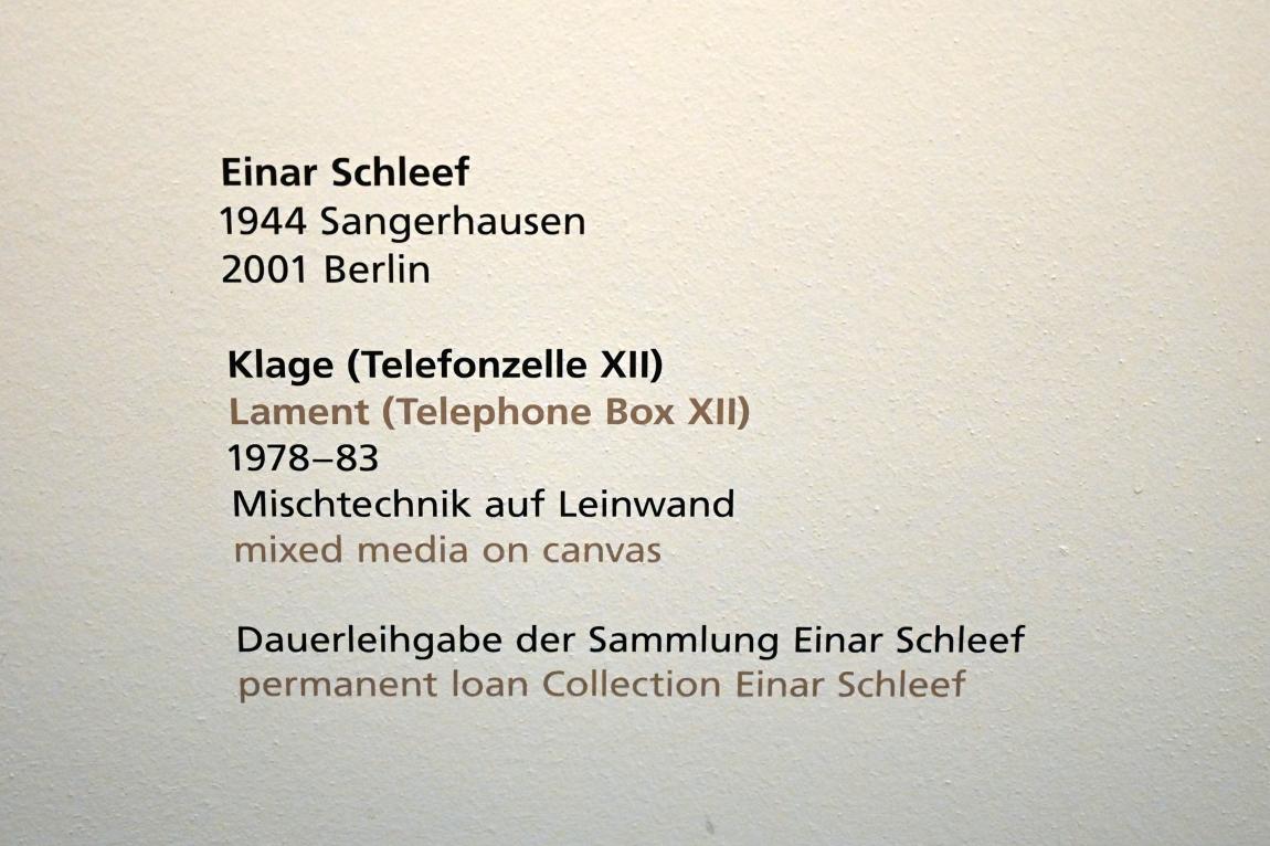 Einar Schleef (1980), Klage (Telefonzelle XII), Halle (Saale), Kunstmuseum Moritzburg, Wege der Moderne, Schleef, Bauer, 1978–1983, Bild 2/2
