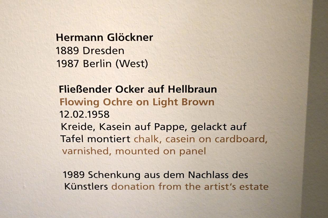 Hermann Glöckner (1931–1981), Fließender Ocker auf Hellbraun, Halle (Saale), Kunstmuseum Moritzburg, Wege der Moderne, Glöckner, Bartnig, 1958, Bild 2/2