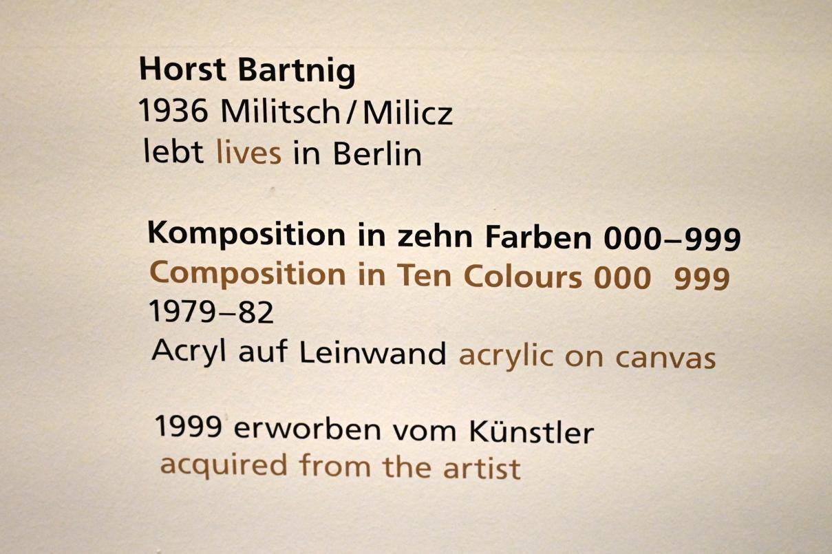 Horst Bartnig (1980), Komposition in zehn Farben 000-999, Halle (Saale), Kunstmuseum Moritzburg, Wege der Moderne, Glöckner, Bartnig, 1979–1982, Bild 2/2