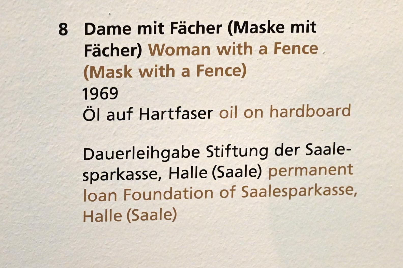 Albert Ebert (1959–1974), Dame mit Fächer (Maske mit Fächer), Halle (Saale), Kunstmuseum Moritzburg, Wege der Moderne, Ebert, 1969, Bild 2/2