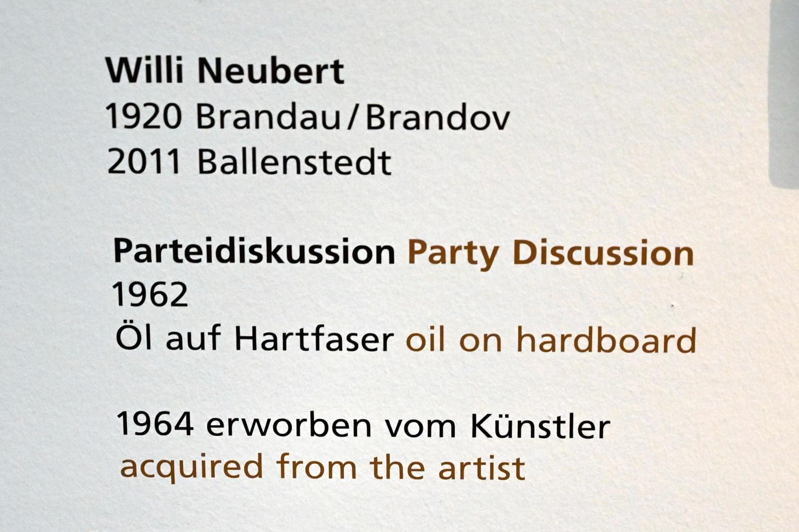 Willi Neubert (1962), Parteidiskussion, Halle (Saale), Kunstmuseum Moritzburg, Wege der Moderne, Sitte, Neubert, 1962, Bild 2/2