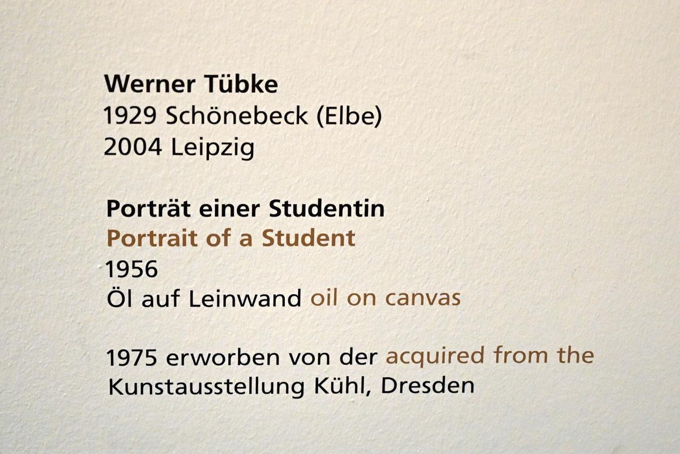 Werner Tübke (1956–1975), Porträt einer Studentin, Halle (Saale), Kunstmuseum Moritzburg, Wege der Moderne, Tübke, 1956, Bild 2/2