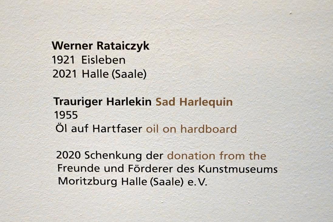 Werner Rataiczyk (1955), Trauriger Harlekin, Halle (Saale), Kunstmuseum Moritzburg, Wege der Moderne, Hallesche Schule, 1955, Bild 2/2