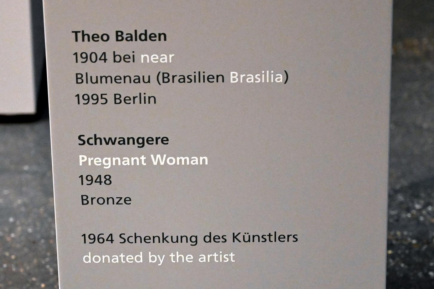 Theo Balden (1948), Schwangere, Halle (Saale), Kunstmuseum Moritzburg, Wege der Moderne, Balden, Hoffmann, 1948, Bild 4/4