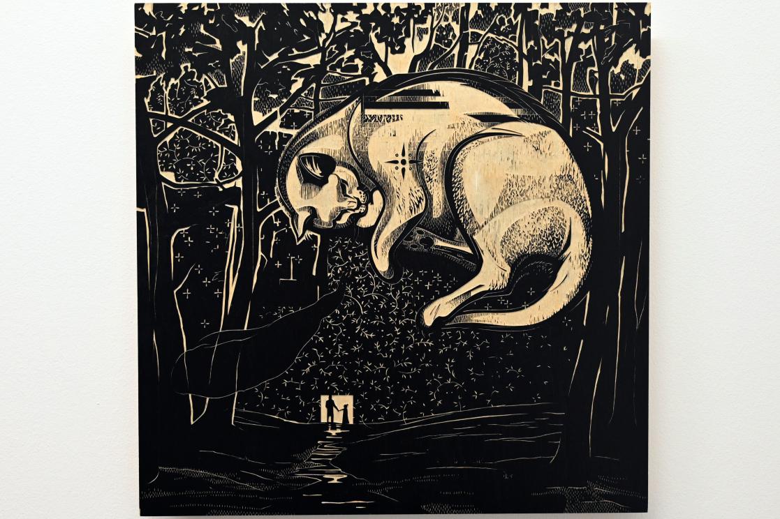 Franca Bartholomäi (2017), Sieben Leben - Die Träume der weißen Katze, Halle (Saale), Kunstmuseum Moritzburg, Treppenhaus, 2017–2018, Bild 2/8