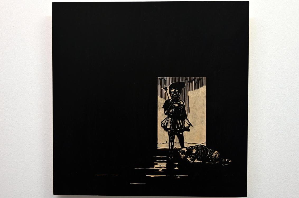 Franca Bartholomäi (2017), Sieben Leben - Die Träume der weißen Katze, Halle (Saale), Kunstmuseum Moritzburg, Treppenhaus, 2017–2018, Bild 3/8