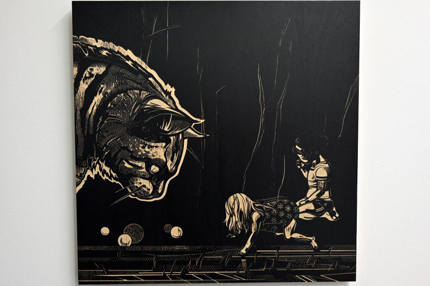 Franca Bartholomäi (2017), Sieben Leben - Die Träume der weißen Katze, Halle (Saale), Kunstmuseum Moritzburg, Treppenhaus, 2017–2018, Bild 6/8