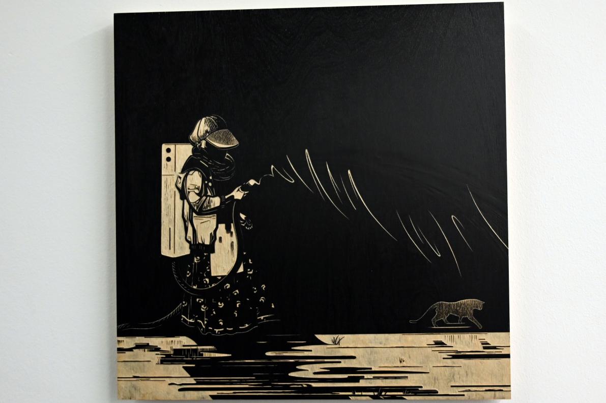 Franca Bartholomäi (2017), Sieben Leben - Die Träume der weißen Katze, Halle (Saale), Kunstmuseum Moritzburg, Treppenhaus, 2017–2018, Bild 7/8