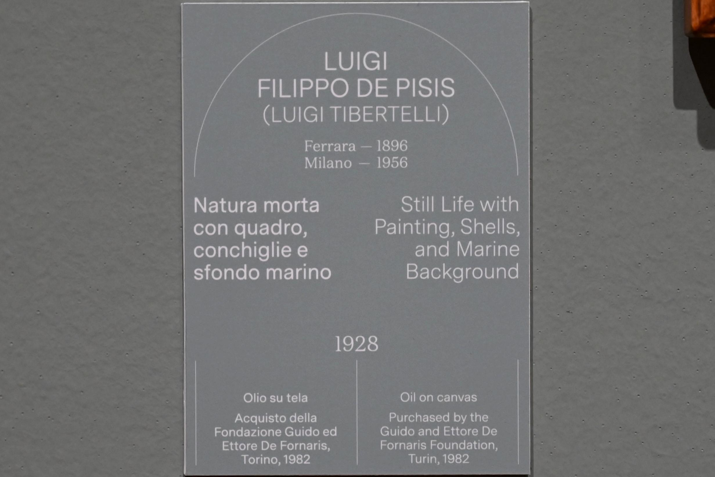 Filippo De Pisis (1923–1946), Stillleben mit Gemälde, Muscheln und marinem Hintergrund, Turin, Galleria civica d'arte moderna e contemporanea (GAM Torino), Saal 1, 1928, Bild 2/2