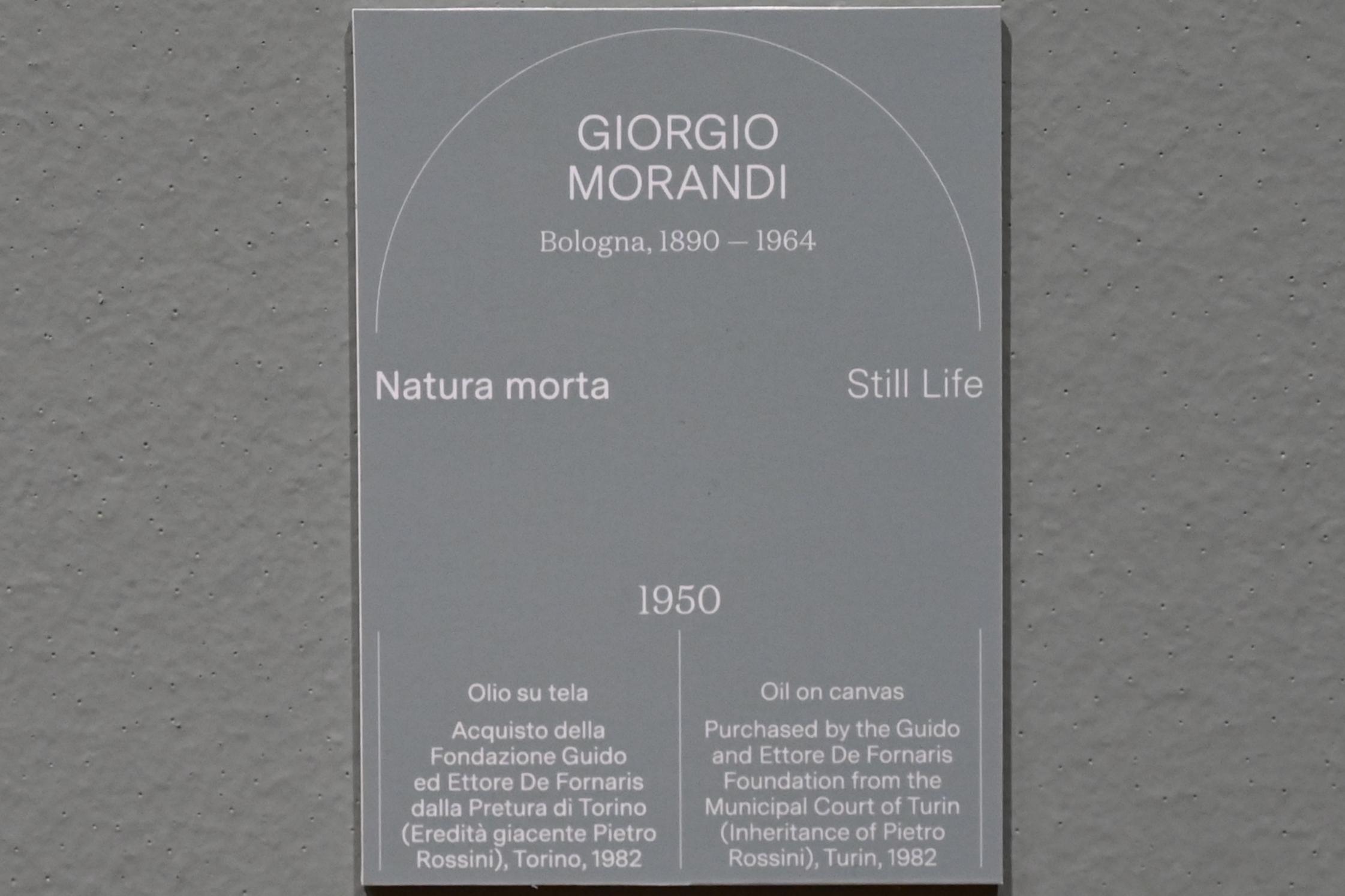 Giorgio Morandi (1935–1959), Stillleben, Turin, Galleria civica d'arte moderna e contemporanea (GAM Torino), Saal 1, 1950, Bild 2/2
