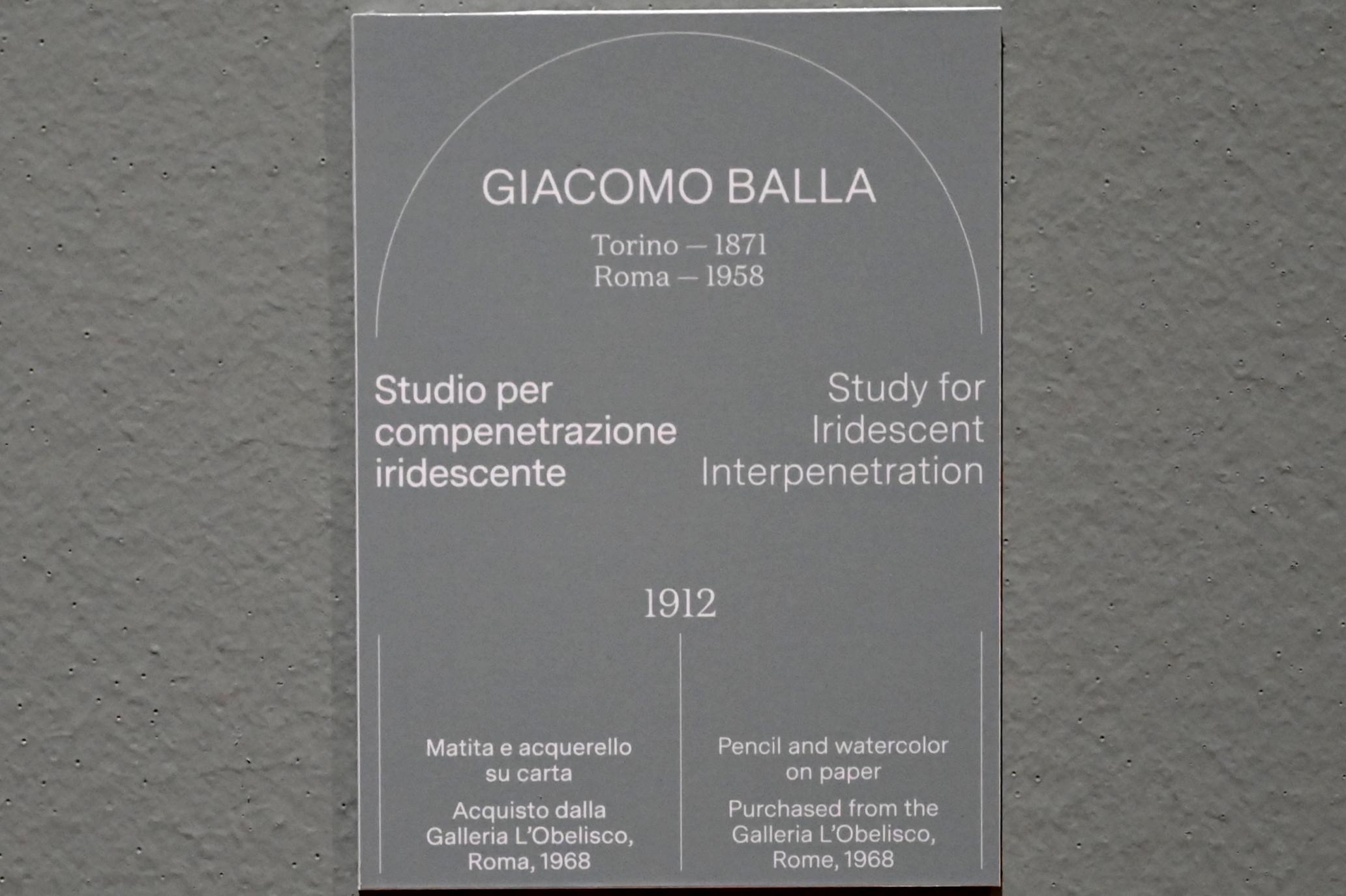 Giacomo Balla (1912–1915), Studie für Schillernde Durchdringung, Turin, Galleria civica d'arte moderna e contemporanea (GAM Torino), Saal 2, 1912, Bild 2/2