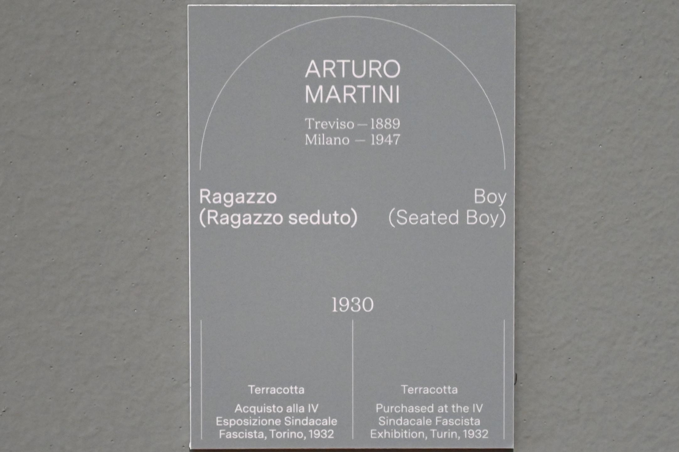 Arturo Martini (1926–1935), Junge (Sitzender Junge), Turin, Galleria civica d'arte moderna e contemporanea (GAM Torino), Saal 6, 1930, Bild 4/4