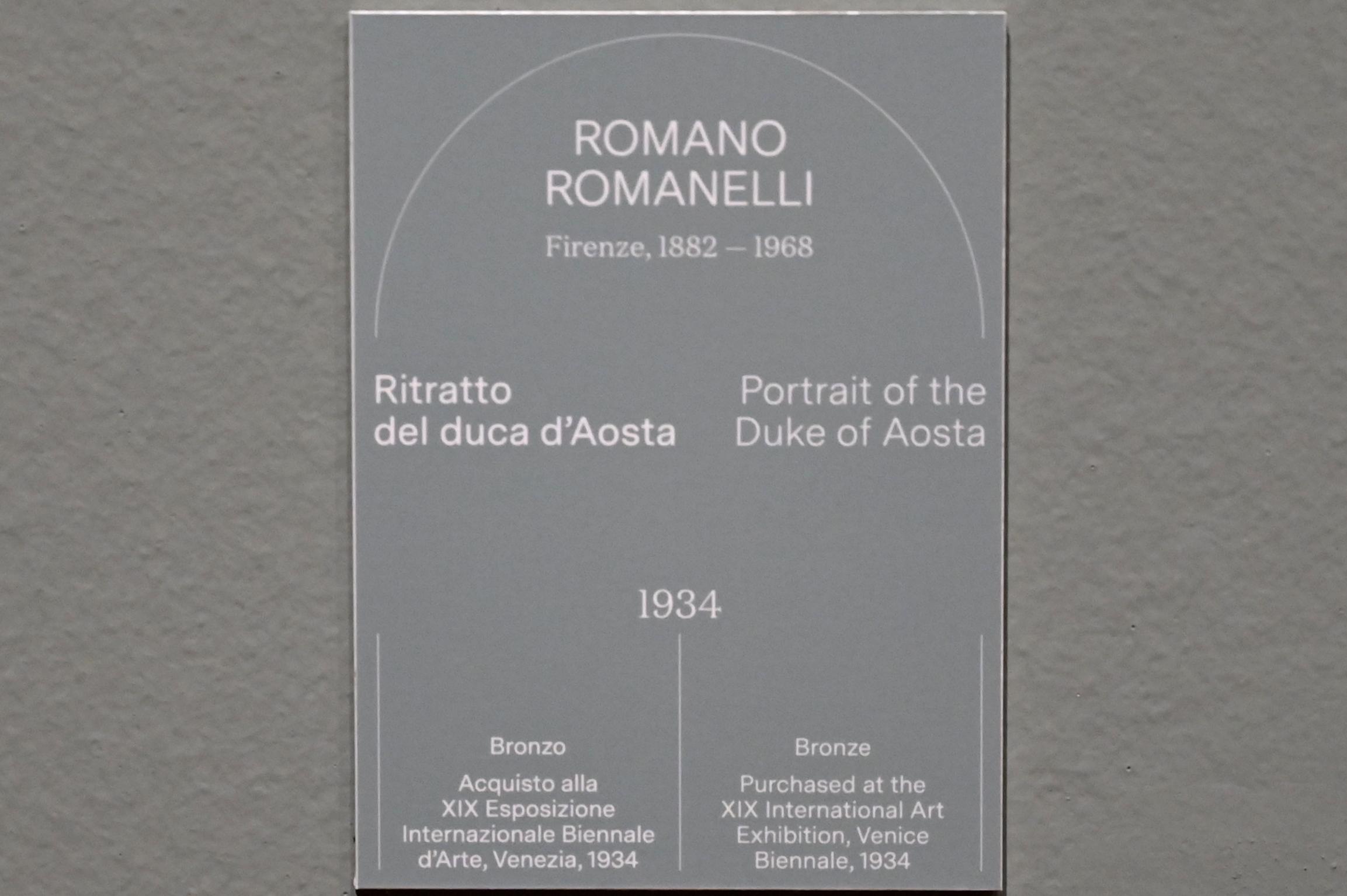 Romano Romanelli (1934), Porträt Herzog von Aosta, Turin, Galleria civica d'arte moderna e contemporanea (GAM Torino), Saal 7, 1934, Bild 3/3
