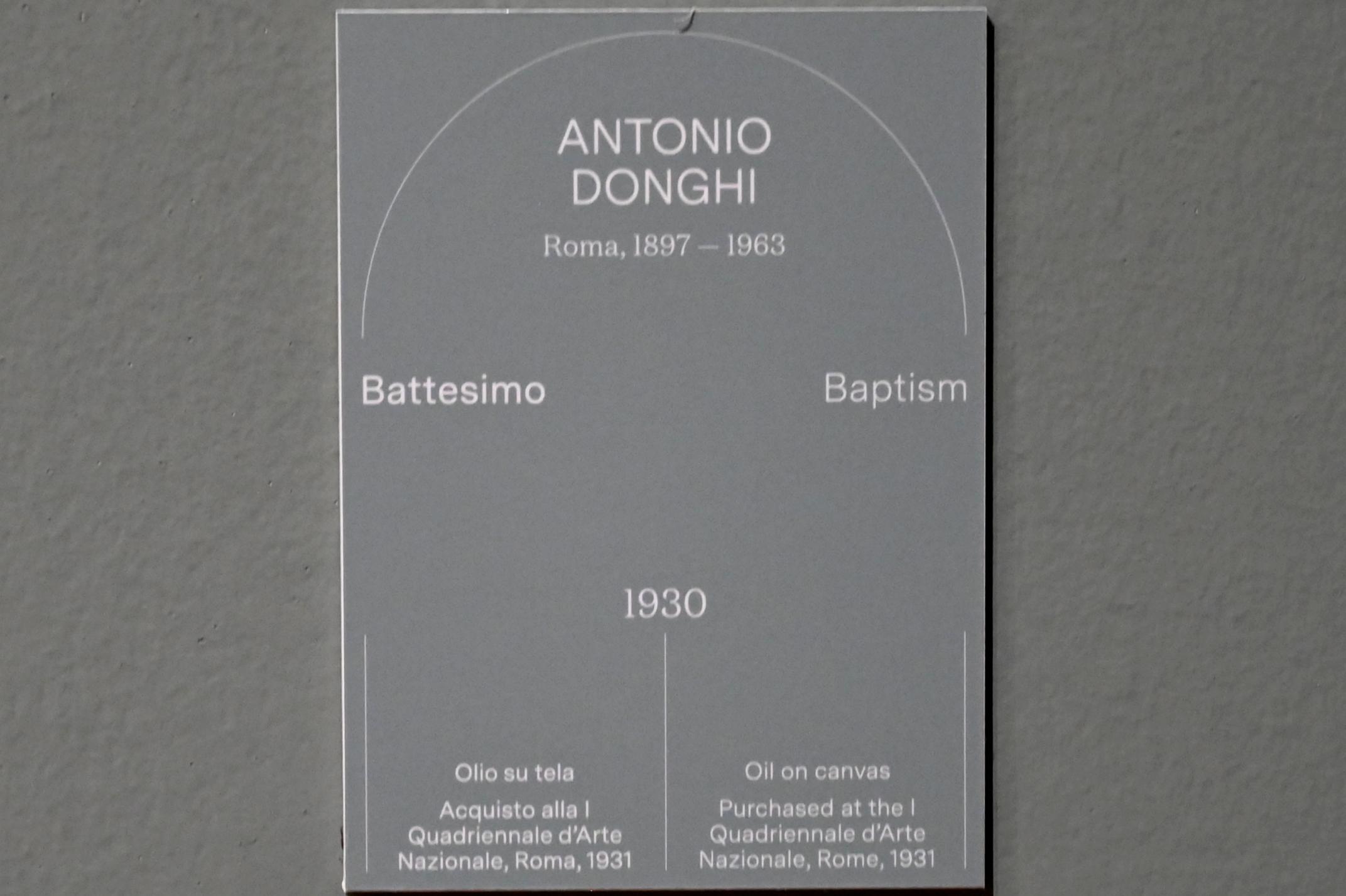 Antonio Donghi (1930), Taufe, Turin, Galleria civica d'arte moderna e contemporanea (GAM Torino), Saal 7, 1930, Bild 2/2