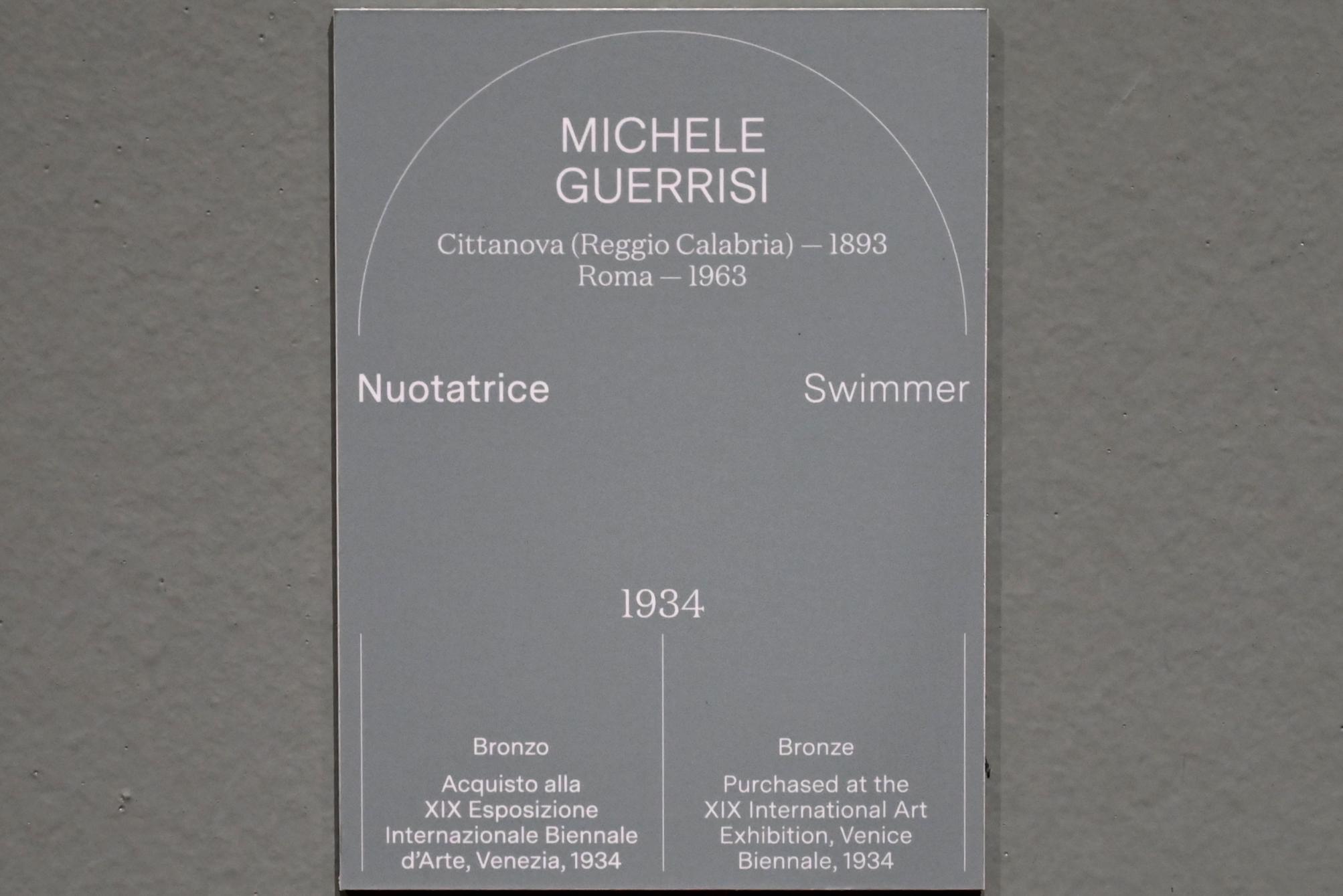 Michele Guerrisi (1934), Schwimmerin, Turin, Galleria civica d'arte moderna e contemporanea (GAM Torino), Saal 7, 1934, Bild 3/3