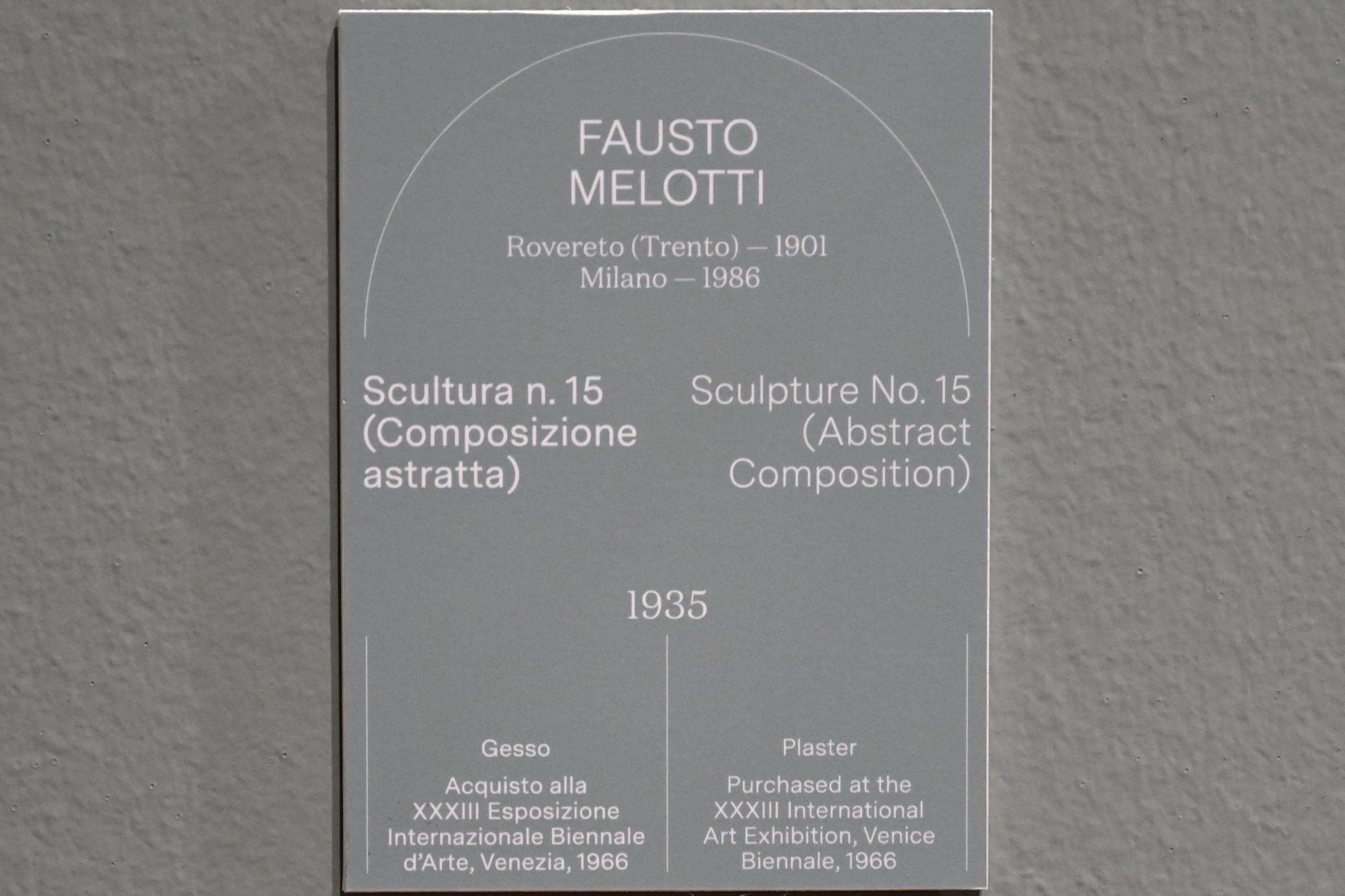 Fausto Melotti (1935–1969), Skulptur Nr. 15 (Abstrakte Komposition), Turin, Galleria civica d'arte moderna e contemporanea (GAM Torino), Saal 8, 1935, Bild 5/5