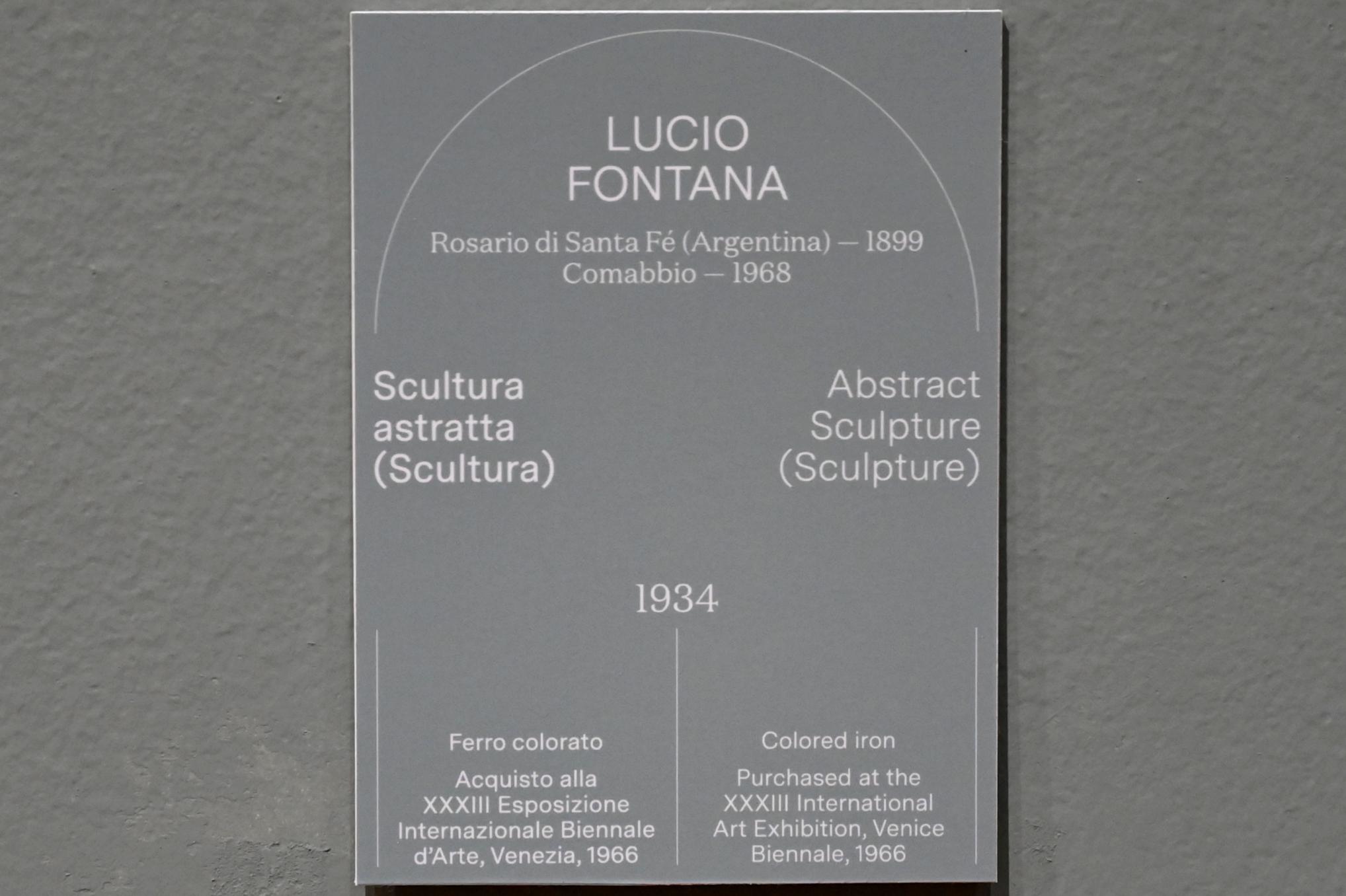 Lucio Fontana (1934–1966), Abstrakte Skulptur (Skulptur), Turin, Galleria civica d'arte moderna e contemporanea (GAM Torino), Saal 8, 1934, Bild 4/4