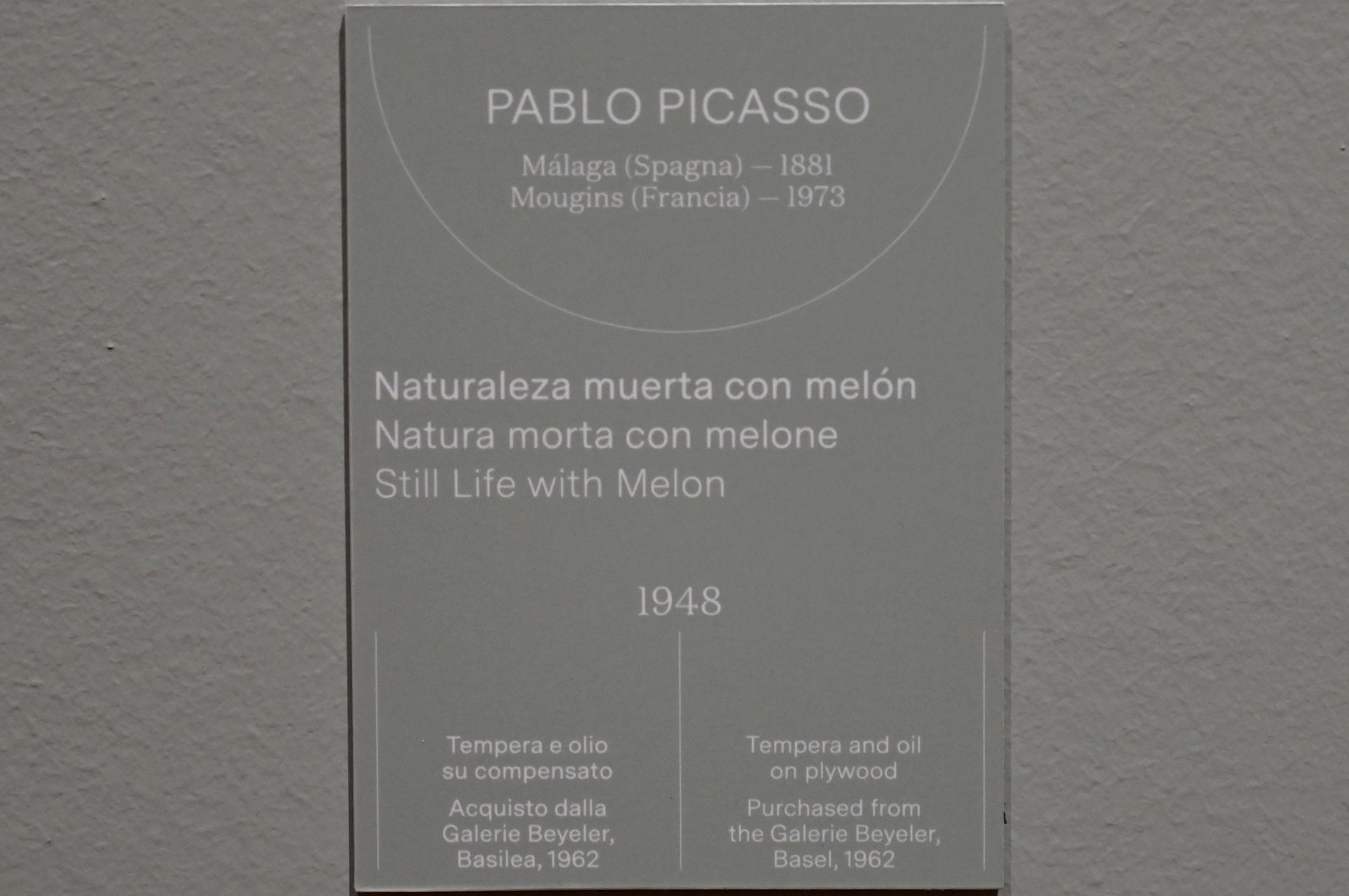 Pablo Picasso (1897–1972), Stillleben mit Melone, Turin, Galleria civica d'arte moderna e contemporanea (GAM Torino), Saal 11, 1948, Bild 2/2