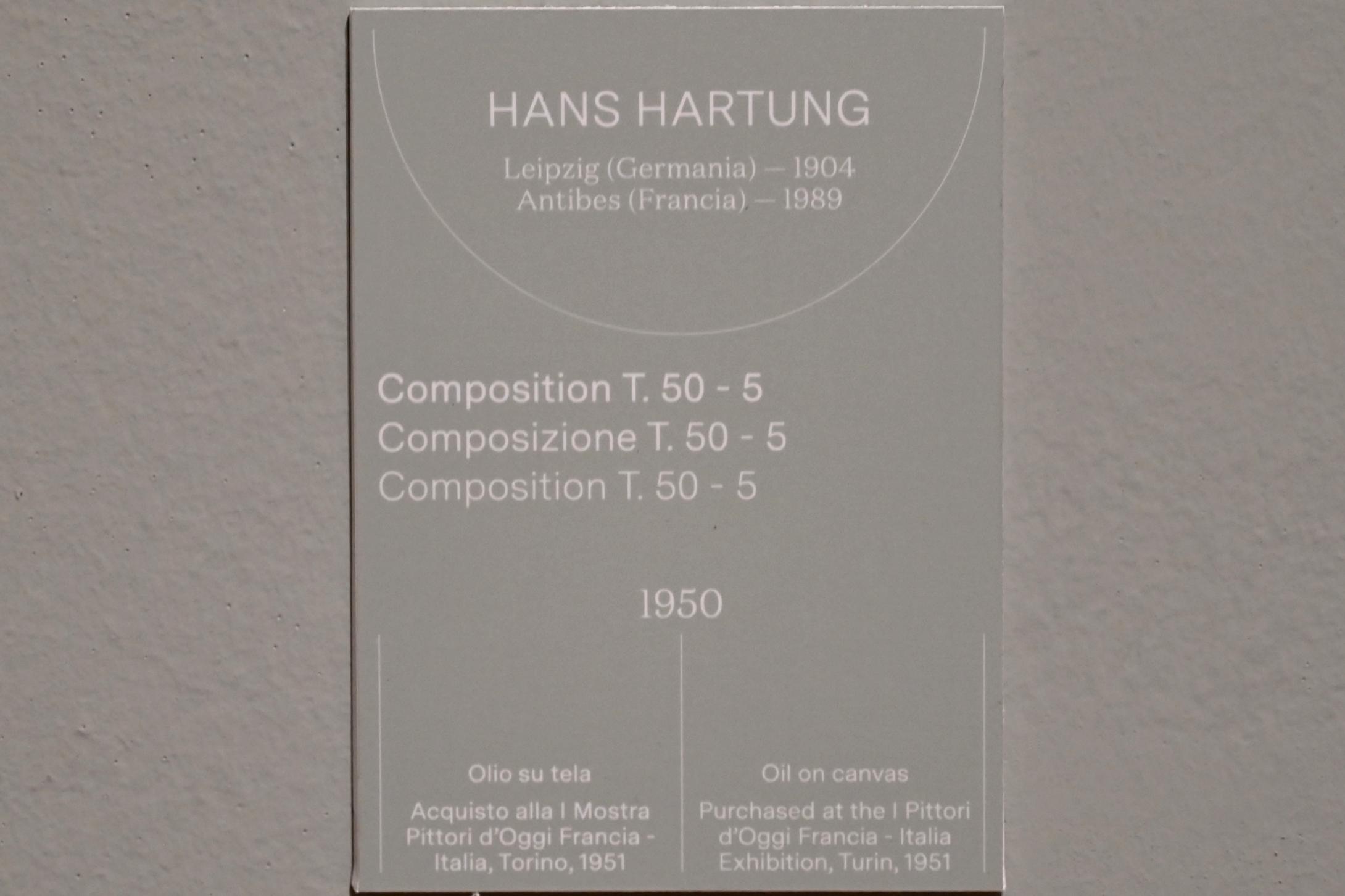 Hans Hartung (1933–1989), Komposition T 1950-5, Turin, Galleria civica d'arte moderna e contemporanea (GAM Torino), Saal 11, 1950, Bild 2/2